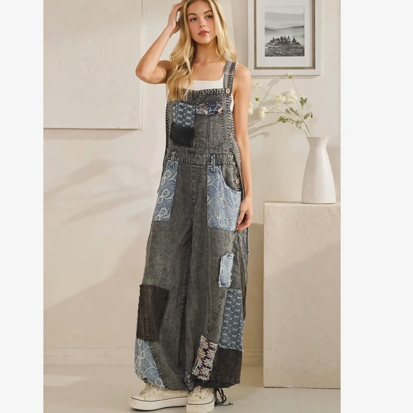 🆕 Oli & Hali Washed Multi‎ Patchwork
Tencel Overall wear Wide Leg OR jogger - Picture 2 of 10